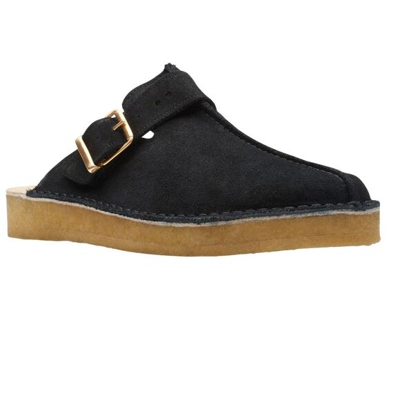 Clarks Mens Trek Suede Mules / Black